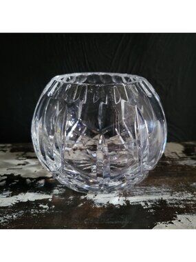 Vintage Crystal Rose Bowl, Round Crystal Vase, Grandmillennial, Hostess Gift